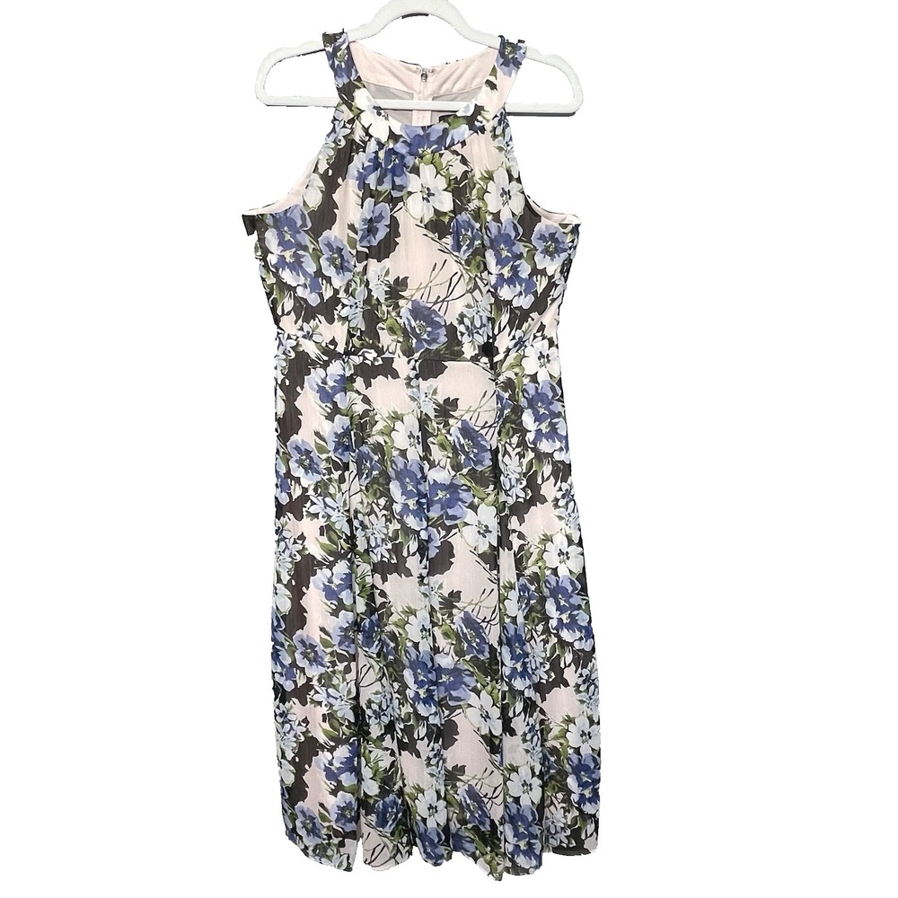 Tommy Hilfiger Women's White Multicolor Floral‎ Fit & Flare Dress Sleeveless 12
